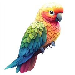 Obraz premium A cute parrot clipart, bird element, illustration, pastel, isolated on white background.
