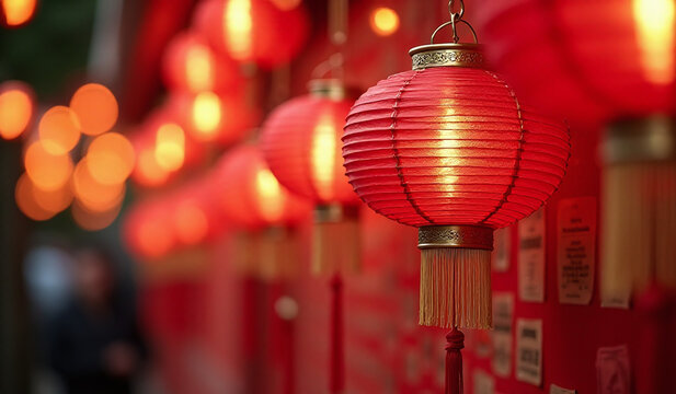 people travel far place wishes chinese new year wishing tree lanterns hang red paper