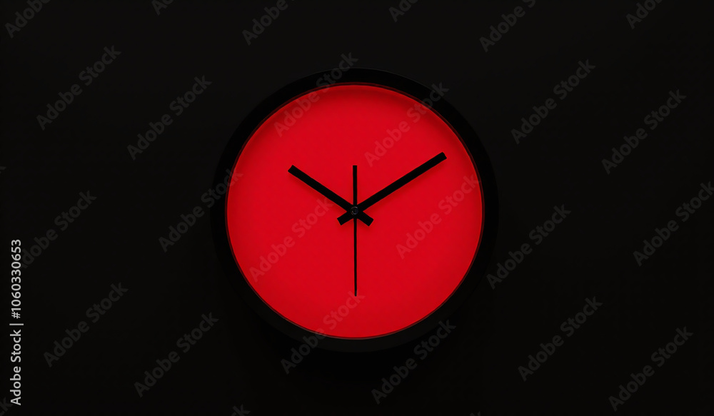 Poster red clock black background makes new years composition visually striking memorable bold color combin
