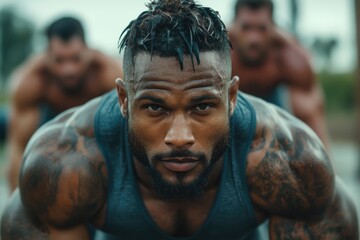 Determined athletes preparing for a race, showing teamwork and focus