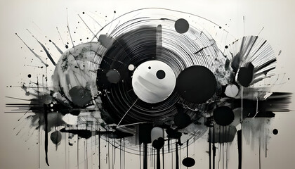Obraz premium This image presents an abstract collection of grunge brush strokes and circles created in bl