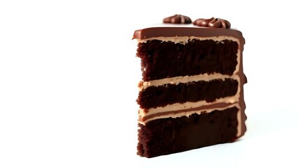 Chocolate Cake Slice on White Background