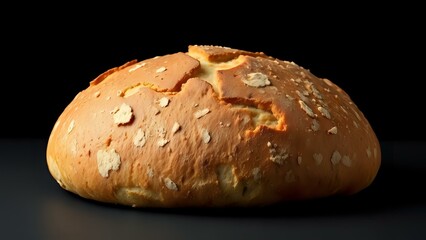 Sourdough Bread Loaf on Black Background