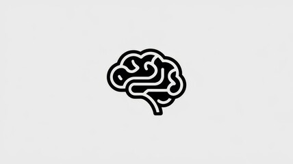 Simple brain icon illustration in black outline on white background