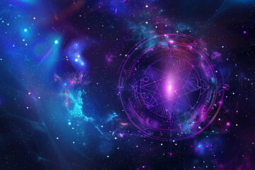 Fototapeta premium Astrological composition with zodiac circle in signs and symbols