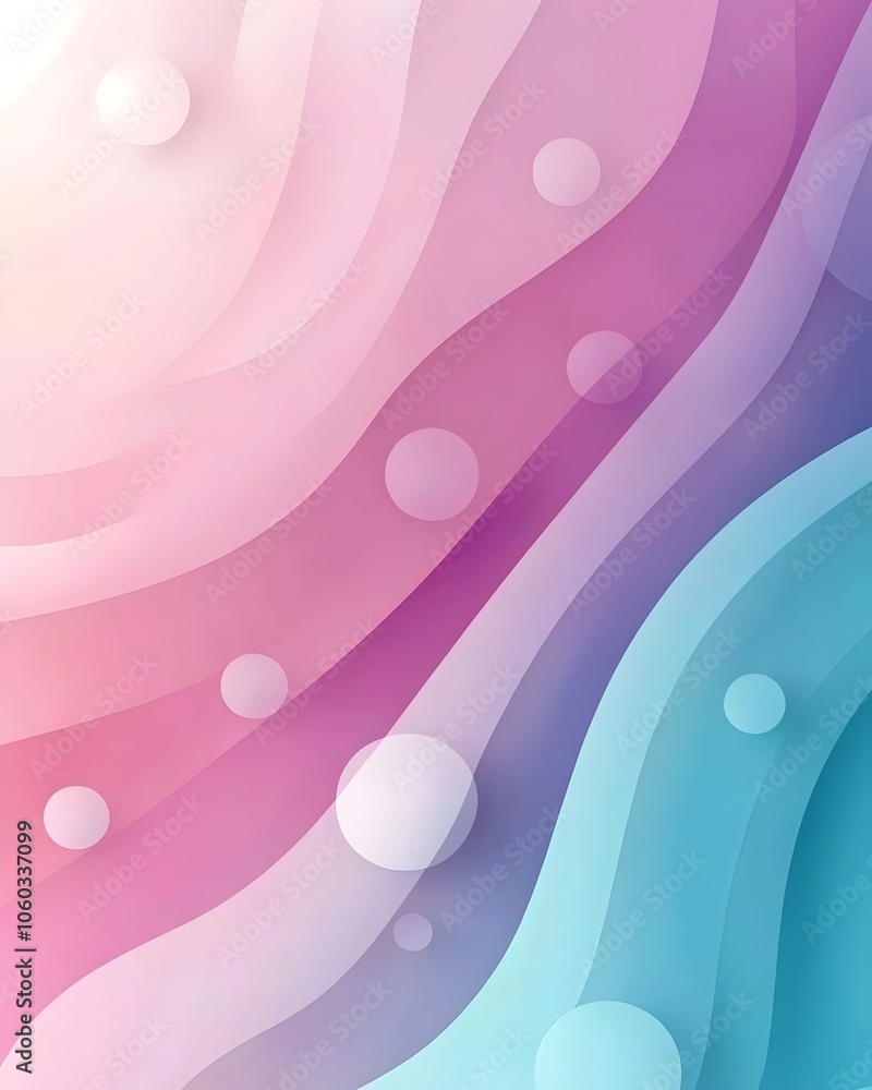 Poster a vibrant abstract background featuring flowing waves in soft pinks and blues, overlaid with translu