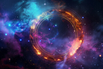 Obraz premium Astrological composition with empty starry sky for zodiac sign symbol