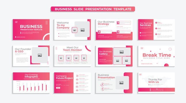 Creative business presentation slides template design set