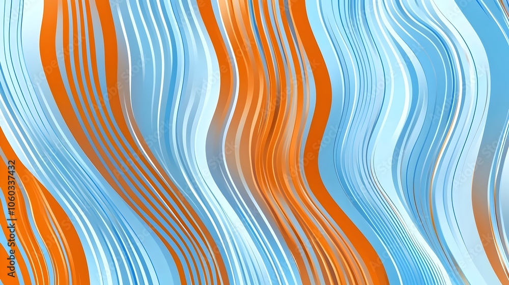 Poster an abstract pattern featuring flowing waves in vibrant shades of blue and orange, creating a dynamic
