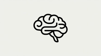 Simple line art brain illustration on light background