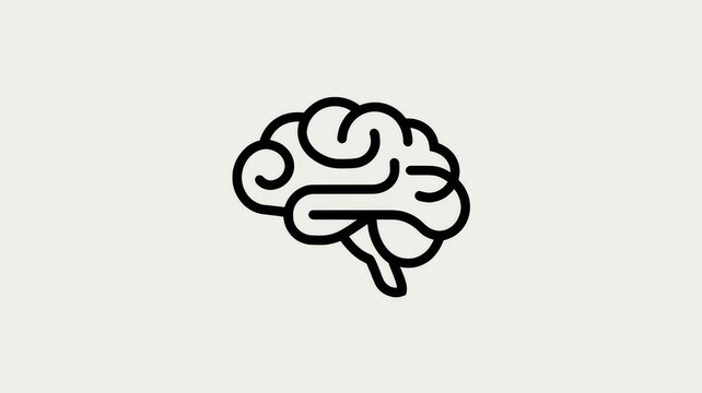 Simple line art brain illustration on light background