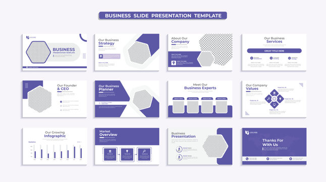 Creative business presentation slides template design set
