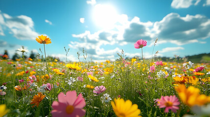 Fototapeta premium Colorful Wildflowers Meadow Background