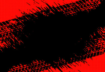 Tire tracks red brushes texture background