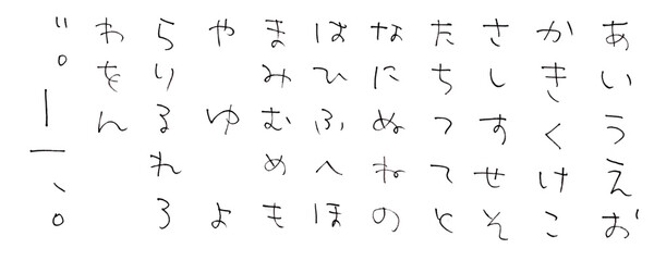 手書き文字のひらがな