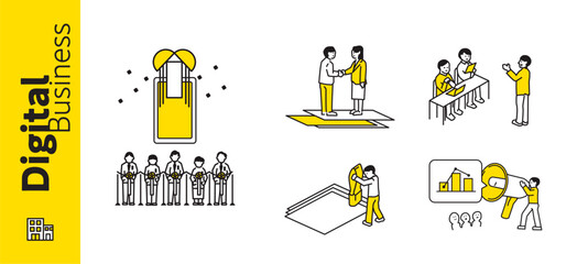 デジタル系のビジネスのイメージイラストセット