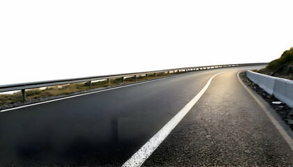 Fototapeta premium Winding asphalt road isolated on white background