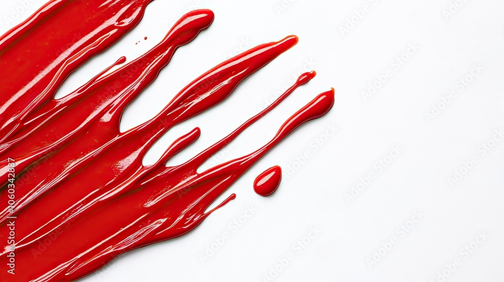 Poster vivid red ketchup creating a dynamic splash against a white background with the text new africa, cap
