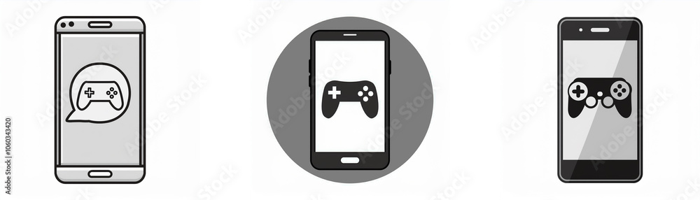 Fototapete three different smartphones with game controllers in the display
