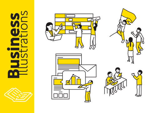 Illustration set for schedules, project management, etc.