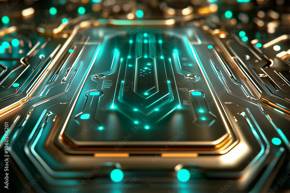 Poster intricate circuit patterns come to life, glowing with vibrant colors and sublime details in a digita