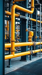 A sleek natural gas processing facility with complex piping systems, emphasizing the clean, modern industrial aesthetic