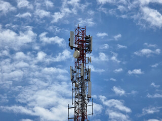 Telecommunication tower of 4G and 5G cellular. Macro Base Station. 5G radio network...