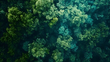 Obraz premium Aerial View of a Lush Forest Canopy