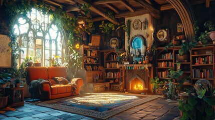 Obraz premium lofi magic fantasy world interior
