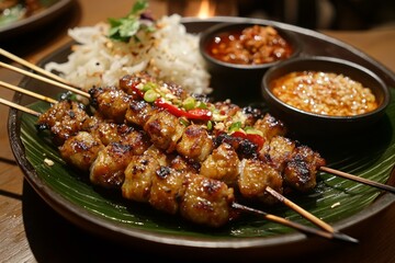 Indonesian Satay Food Menu close up