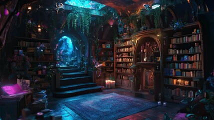 lofi magic fantasy world interior