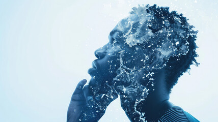 Futuristic Vision: African-American Man with AI Technology Concept