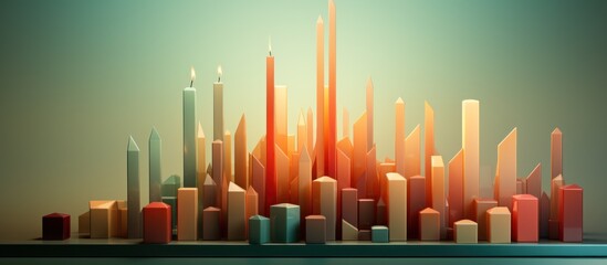 Obraz premium Abstract cityscape featuring geometric shapes and vibrant colors.