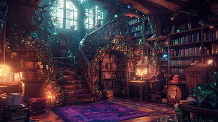 lofi magic fantasy world interior