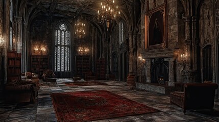 Fototapeta premium Vampire Castle in a Desolate Land interior