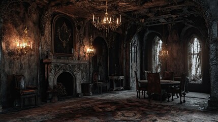 Fototapeta premium Vampire Castle in a Desolate Land interior