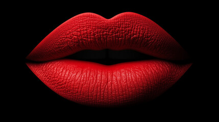 Fototapeta premium Elegant red lips poised against a dark background showcasing a striking beauty statement in the world of cosmetics