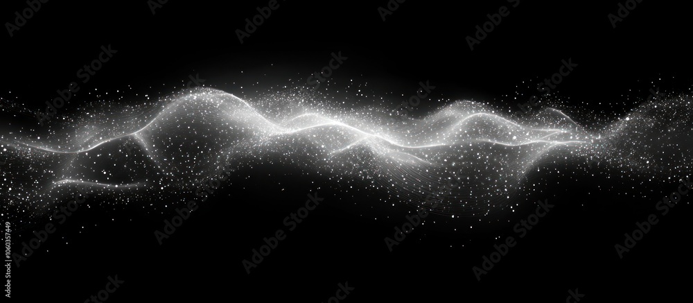 Aufkleber abstract representation of flowing particles and waves against a dark background.