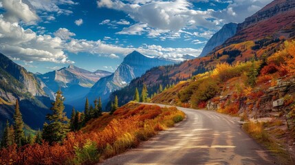 Naklejka premium Going to the Sun Road, Glacier National Park, road in North America.