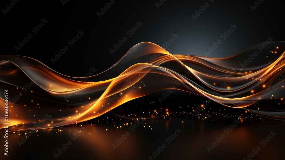 Poster abstract waves of orange light create a dynamic and vibrant visual effect.