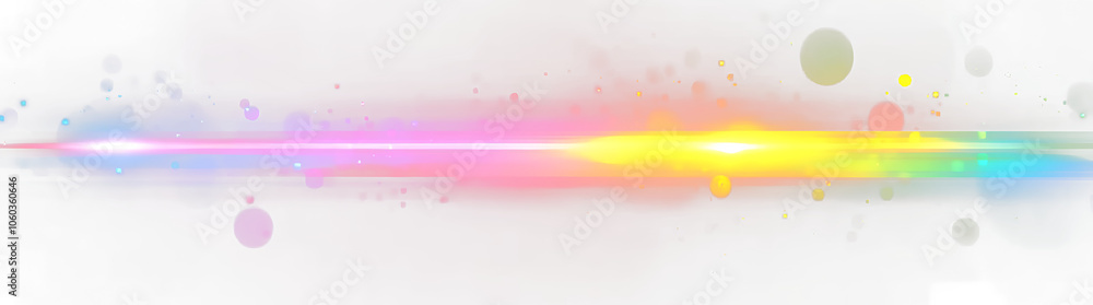 Poster colorful light streaks and bokeh on transparent background.