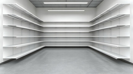 Obraz premium Empty White Shelves in a Room - 3D Illustration