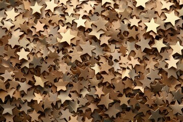 Festive gold stars confetti scattered on vibrant background ideal for celebrations and events. dynamic illustration. star pattern wallpaper. Abstract textured backdrop for digital projects