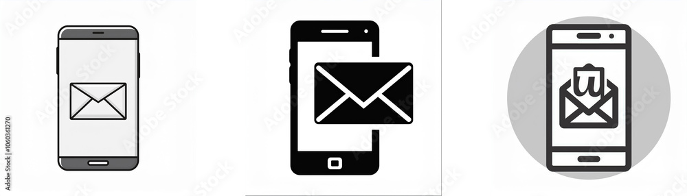 Poster three different icons depicting a smartphone with an email notification.