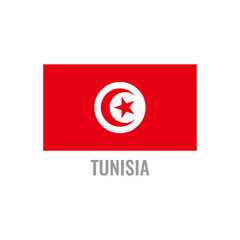 Tunisia flag icon. The country sign. Rectangle shape. Isolated on a white background. Vector image.