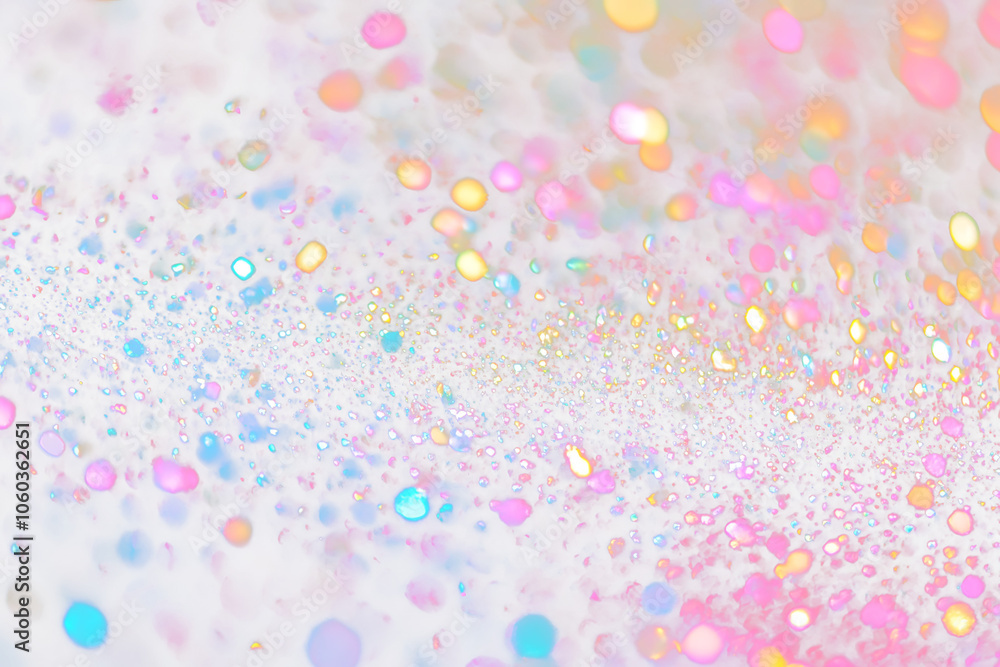 Poster Abstract transparent  background with colorful glitter bokeh.