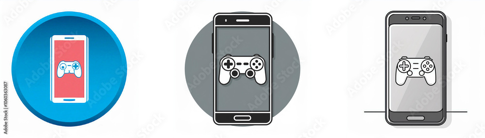 Poster three mobile phones with game controllers on the screen.
