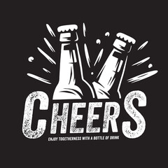 Vintage illustration of two beer bottles logo