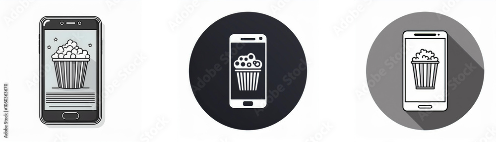 Poster a smartphone with a popcorn bucket displayed on the screen.