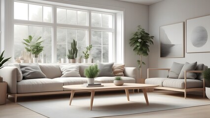 Modern Minimalist Living Space with Large Windows, Natural Light, and Earthy Decor Creating an Inviting Ambiance (17)